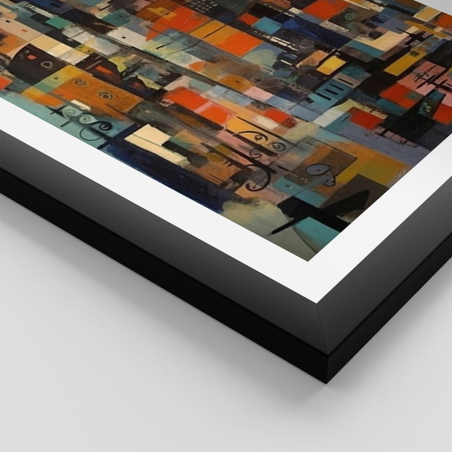 Plakat w ramie 50x70 - Zaklęte Odbicia Nienormalności - styl mid century, nowoczesna sztuka - rama czarna