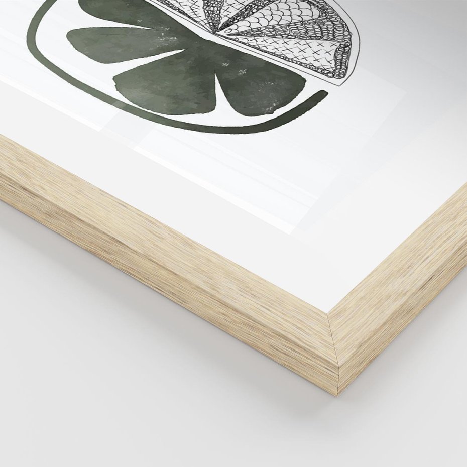 Plakat w ramie 50x70 - Cytrynowe Echo - minimalistyczny plakat, cytryna - rama drewno