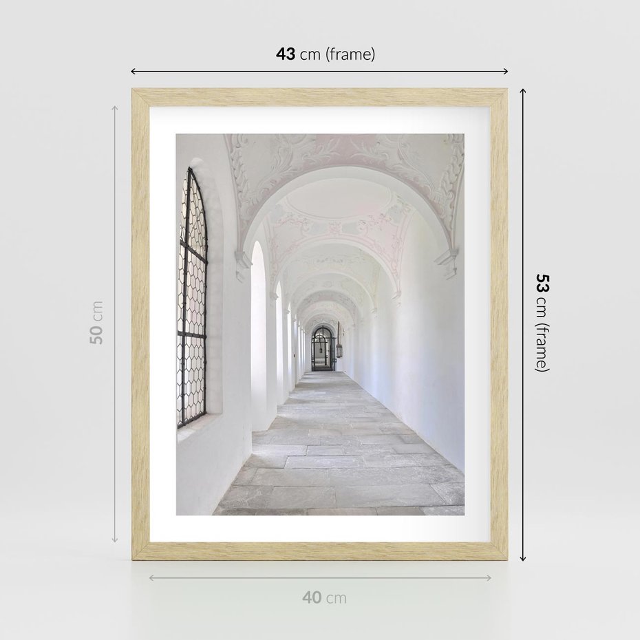 Plakat w ramie 40x50 - Architektoniczne Przejście - architektura, korytarz - rama drewno