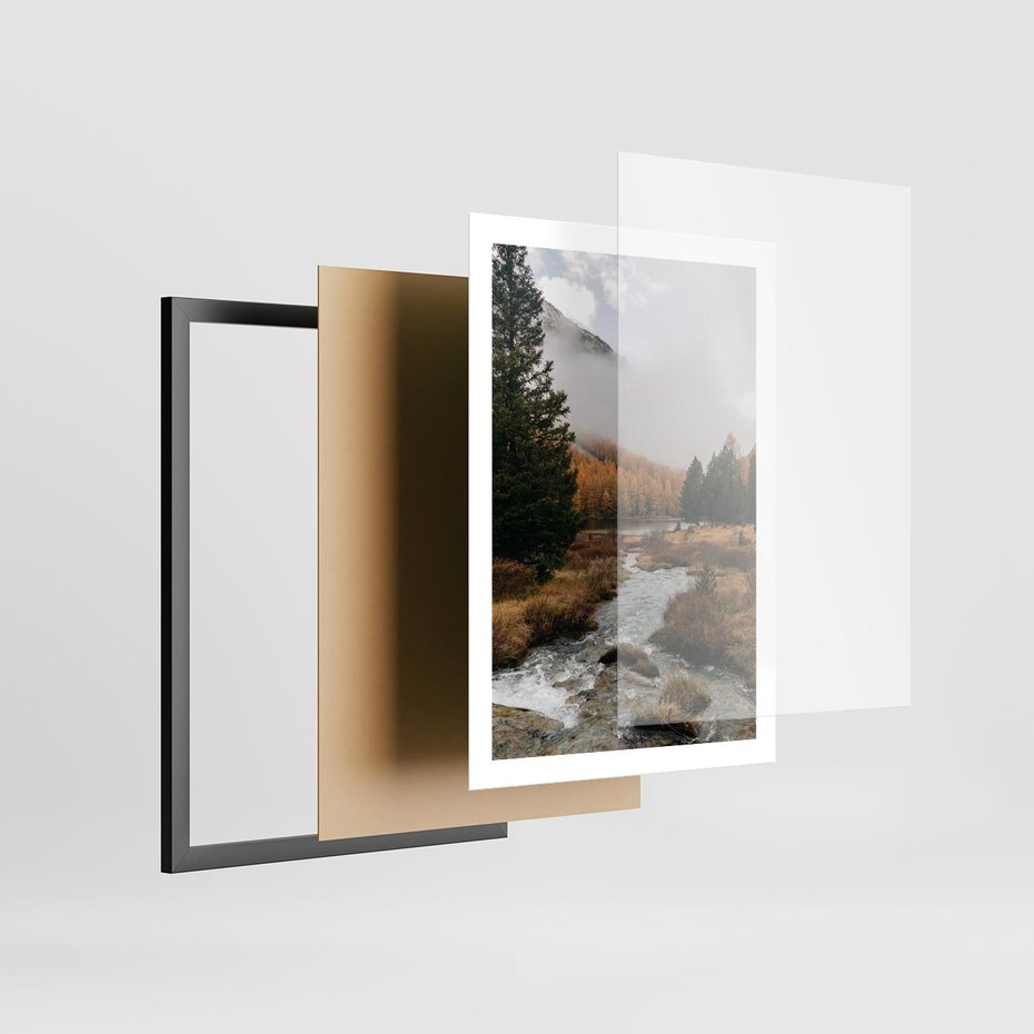 Plakat w ramie 50x70 - W Górskiej Dolinie - artystyczna fotografia, las - rama czarna