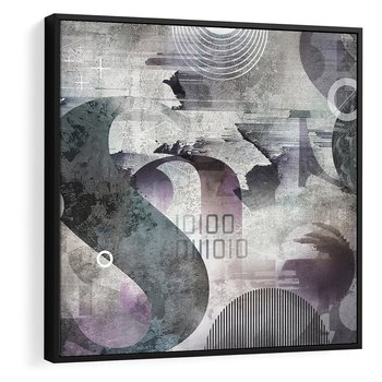 Obraz w ramie 50x50 - Nocne opowieści w barwach - typografia, abstrakcja - rama czarna