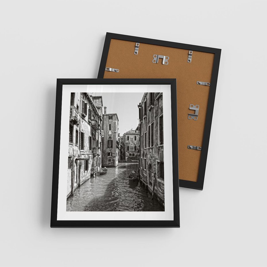 Plakat w ramie 40x50 - Zabłądzić w Wenecji - wenecja, kanały - rama czarna