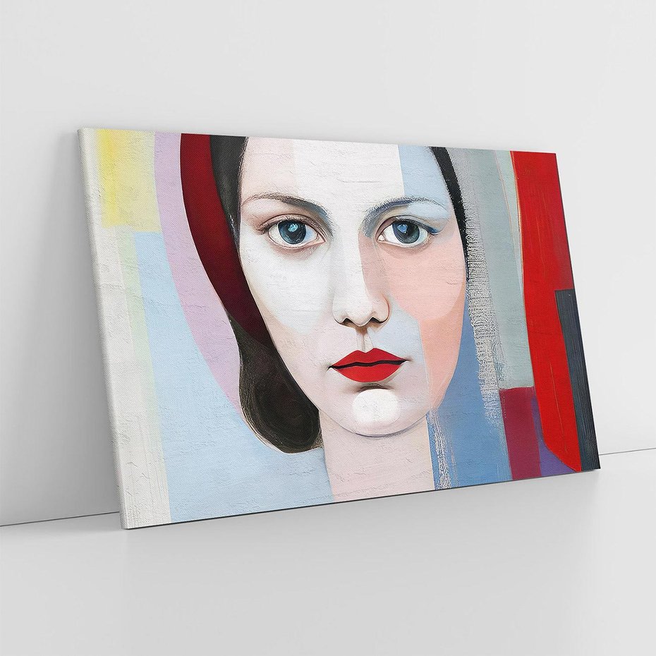 Obraz na płótnie 70x50 - Kolorowe Granice Form - abstrakcyjny obraz olejny, portret twarzy kobiety