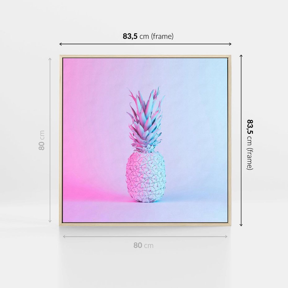 Obraz w ramie 80x80 - Ananas Abstrakcja - ananas, abstrakcja - rama drewno