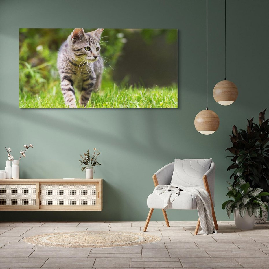 Obraz na płótnie 120x60 - Kocie polowanie w ogrodzie - kot, polowanie