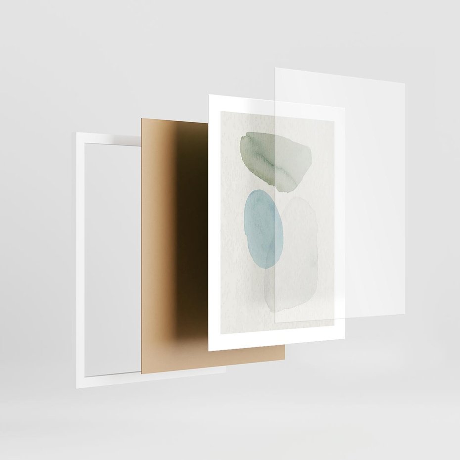 Plakat w ramie 30x40 - Akwarelowa Symfonia Natury - abstrakcyjne delikatne plamy, akwarelowe - rama biała