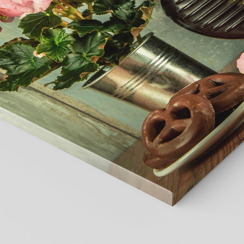 Obraz na płótnie 100x70 - Retro Radio z Kwiatami - Harmonia Nostalgii - retro, radio