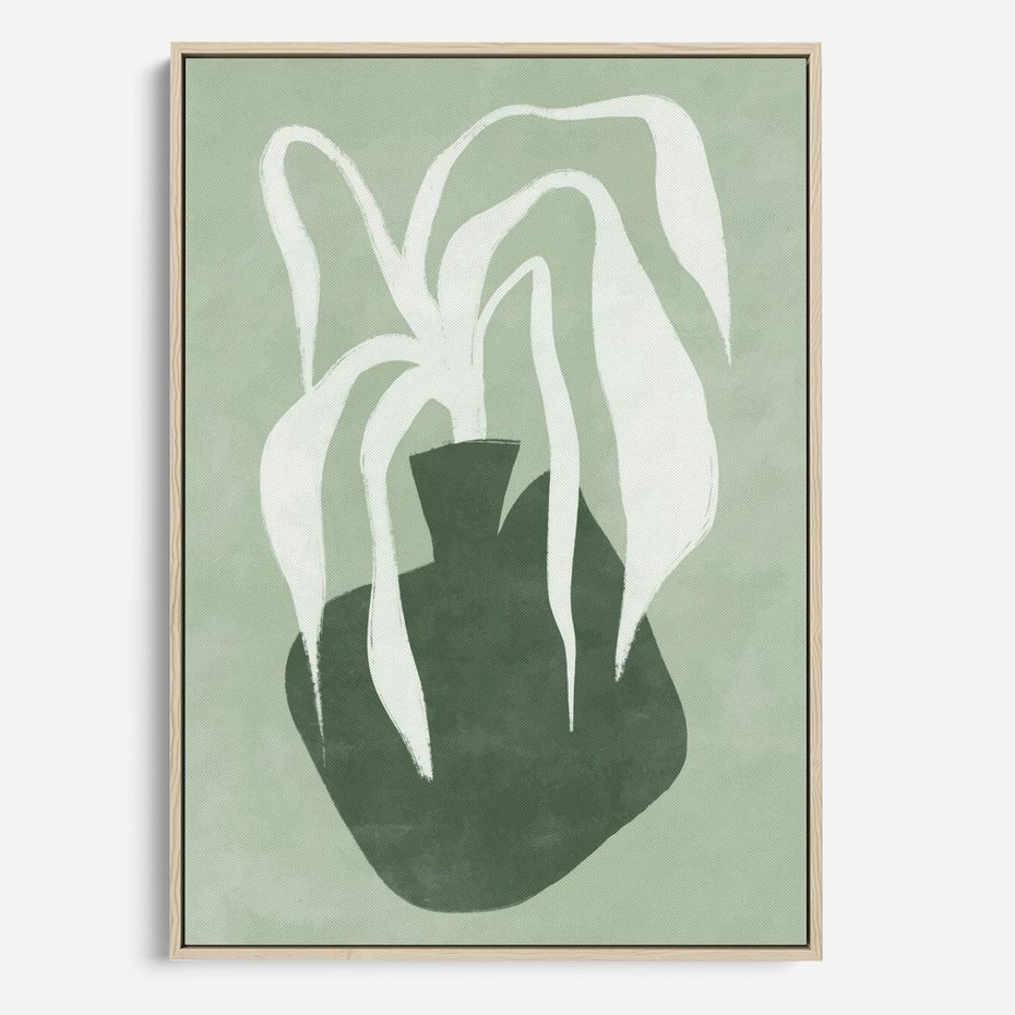 Obraz w ramie 50x70 - Zieleń Pulsującego Spokoju - zielona abstrakcja, zgaszona zieleń - rama drewno