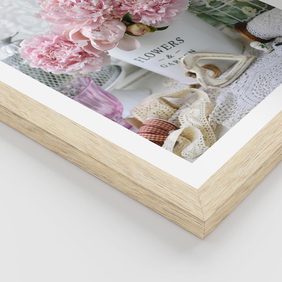 Plakat w ramie 50x70 - Miłość w powietrzu - kwiaty, romantyczne - rama drewno