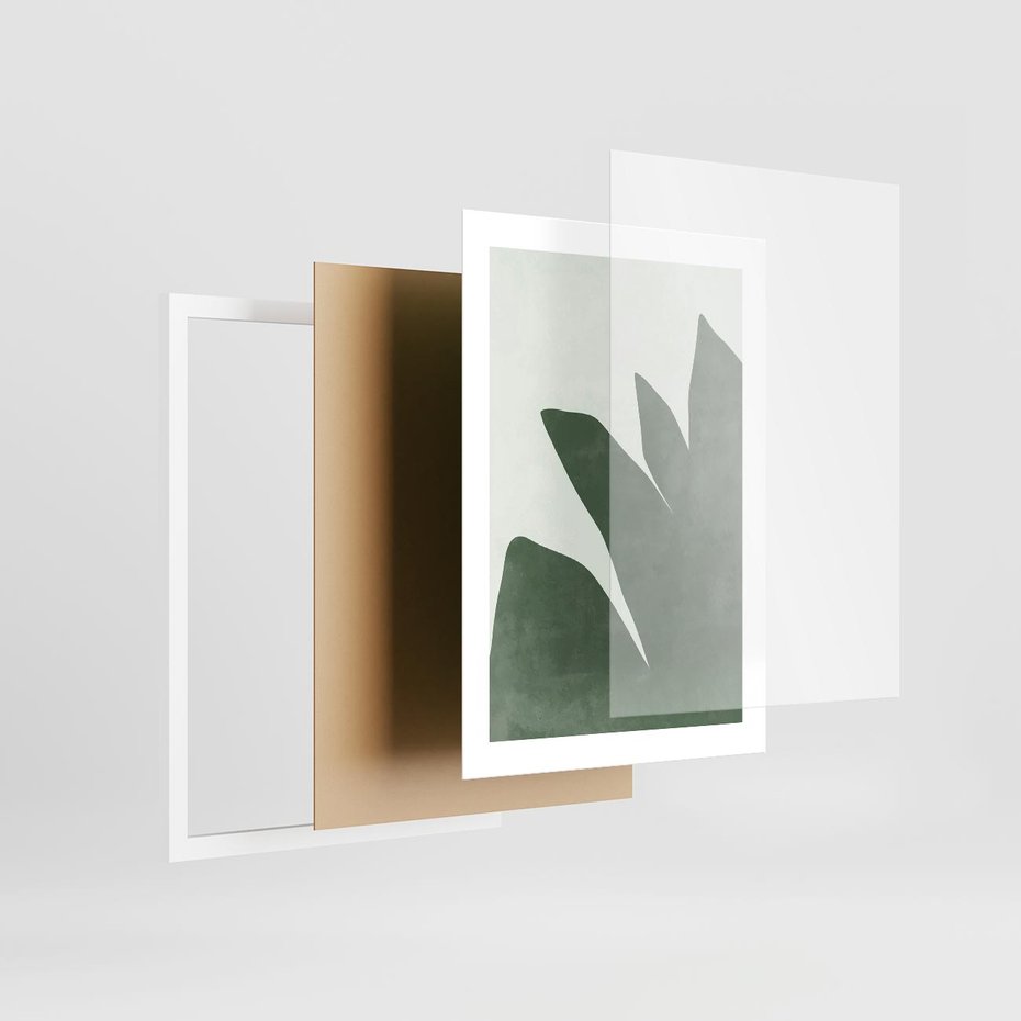 Plakat w ramie 30x40 - Oaza Harmonii - abstrakcyjny kształt, zielony plakat - rama biała