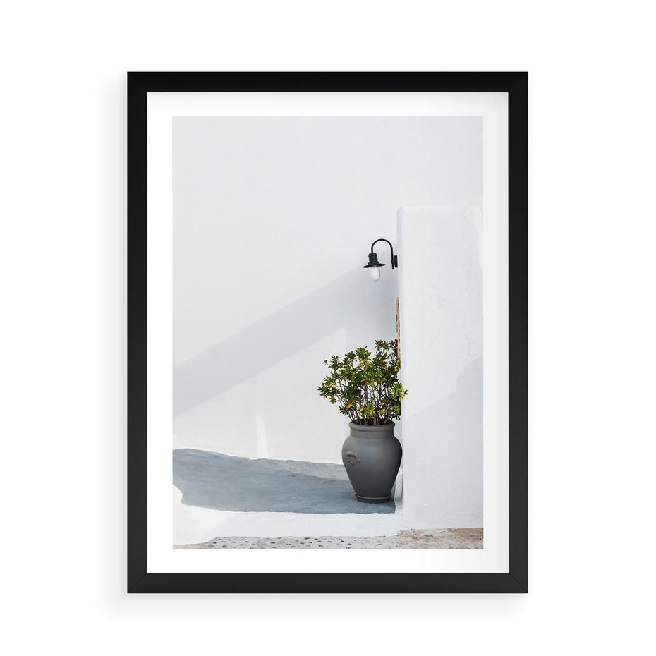 Plakat w ramie 50x70 - Błękitne wybrzeże - Santorini, Grecja - rama czarna