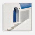 Obraz w ramie 50x50 - Powitanie Wyspy - Santorini, drzwi - rama biała