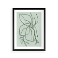Plakat w ramie 30x40 - Energetyczne Odrodzenie Natury - abstrakcyjne delikatne zielone linie, podobne do gałęzi kwiatów - rama czarna