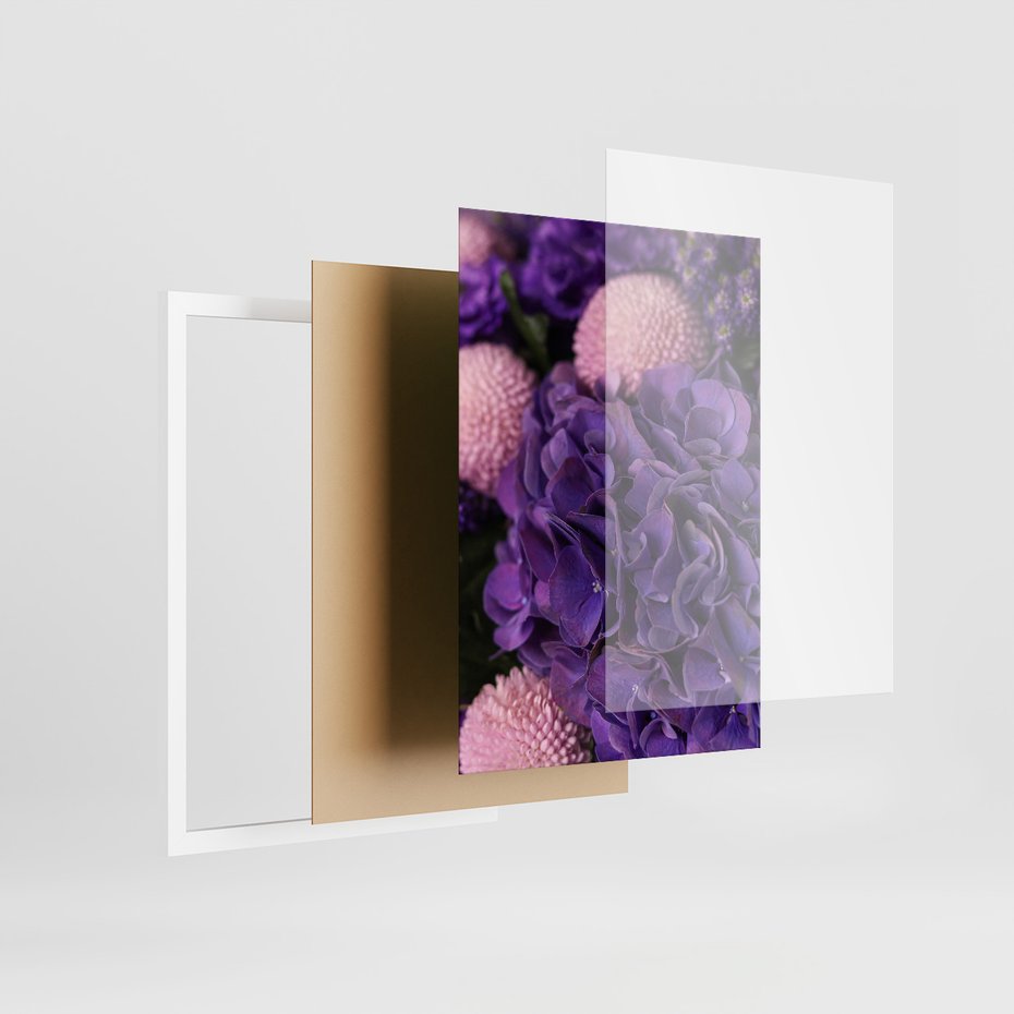 Zestaw obrazy w ramie 40x50 galeria - Fiolet, kwiaty, hortensja, wrzosy - rama biała