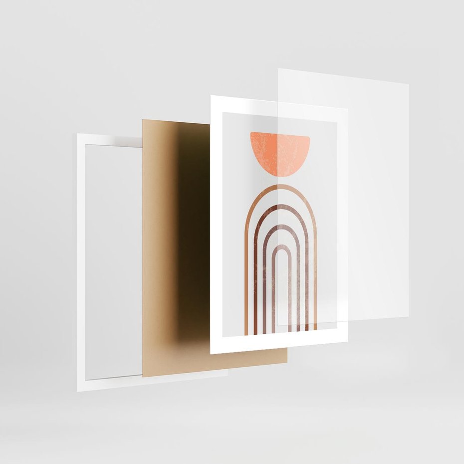 Plakat w ramie 30x40 - Geometryczny Blask Złota - grafika, złoto - rama biała