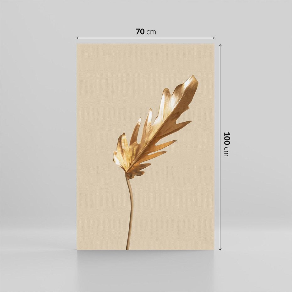 Obraz na płótnie 70x100 - Piękno w Detalu - złoty, liść
