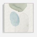 Obraz w ramie 80x80 - Akwarelowa Symfonia Natury - abstrakcyjne delikatne plamy, akwarelowe - rama biała