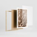 Plakat w ramie 50x70 - Abstrakcyjna Kompozycja: Cień na Ścianie - cień na ścianie, beżowe kolory - rama drewno
