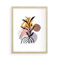 Plakat w ramie 50x70 - Migocące Bezgraniczności - abstrakcyjna sztuka, liść monstery - rama drewno