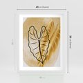 Plakat w ramie 40x50 - Monstera w Złocie - złote liście monstery, grafika - rama biała