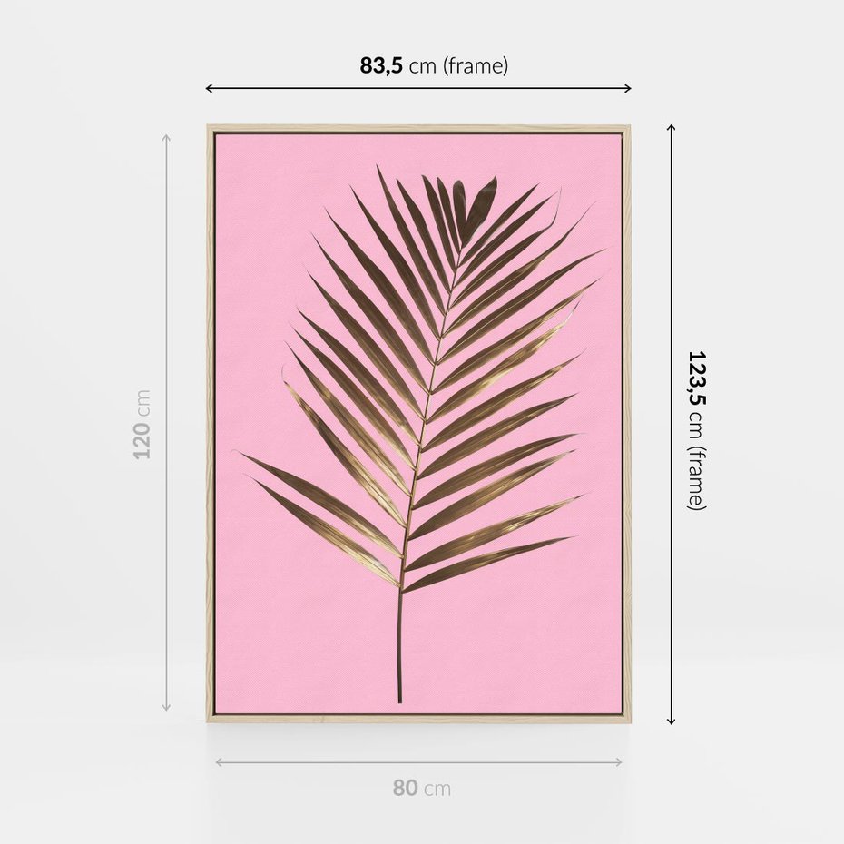 Obraz w ramie 80x120 - Promienie złotej palmy - złota, palma - rama drewno