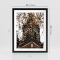 Plakat w ramie 40x50 - Jesienna Wieża w Liściach - architektura, wieża - rama czarna