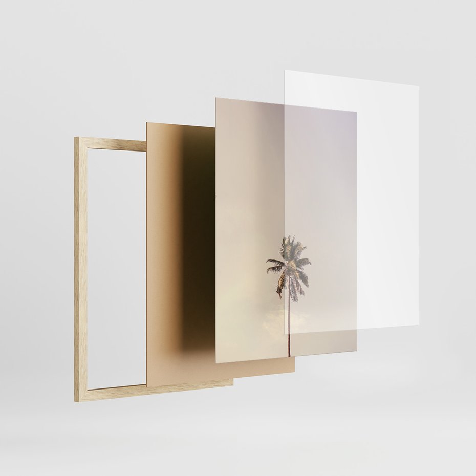 Zestaw obrazy w ramie 30x40 galeria - Tropikalne, palmy, plaża, wakacje - rama drewno