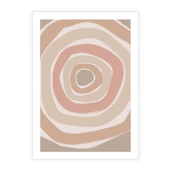 Plakat bez ramy 30x40 - Roztopione Granice - abstakcyjne koła, delikatne odcienie beżu