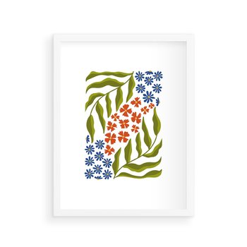 Plakat w ramie 30x40 - Splątane Granice - kwiaty, sztuka nowoczesna - rama biała