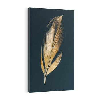 Obraz na płótnie 80x120 - Mroczne Złoto - nowoczesna grafika, złoty liść na czarnym tle