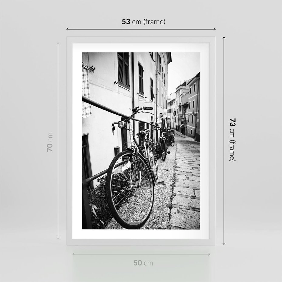 Plakat w ramie 50x70 - Rower w Kontraście - rower, czarno - rama biała