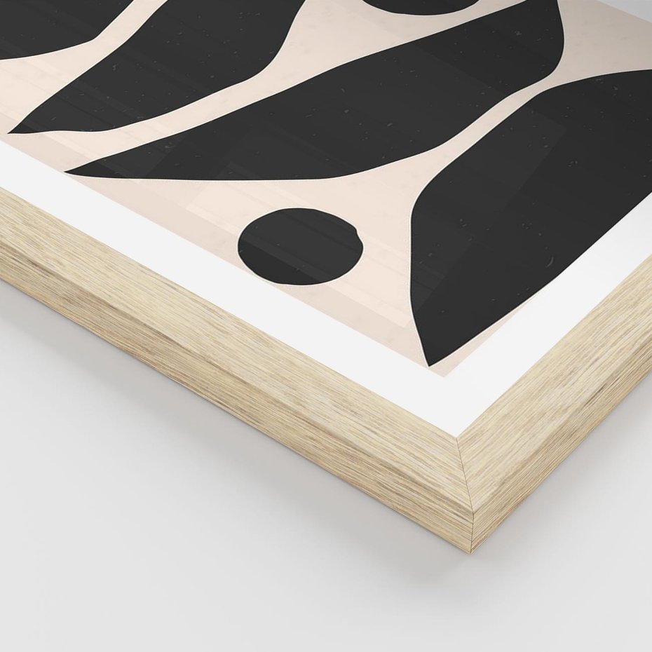 Plakat w ramie 50x70 - Modernistyczna Abstrakcja w Czerni i Bieli - abstrakcja, czarno biała grafika - rama drewno