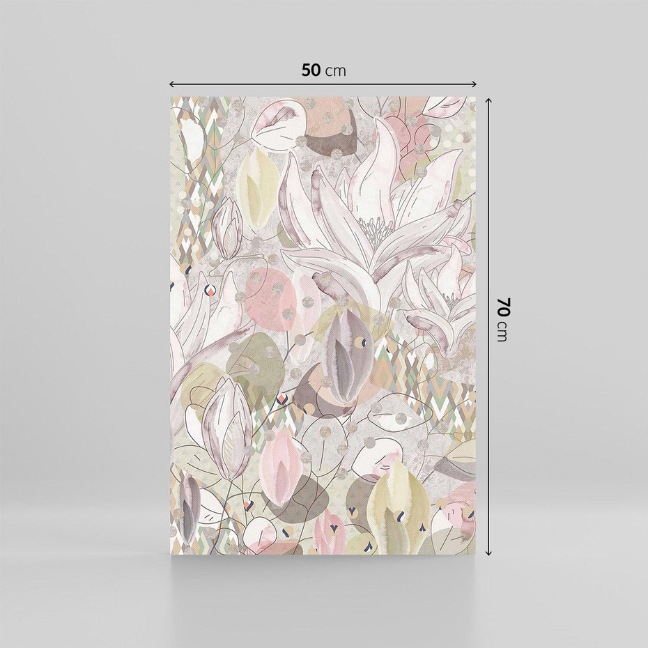 Obraz na płótnie 50x70 - Pejzaże zatajonej duszy - połączenie tekstur, roślinne motywy