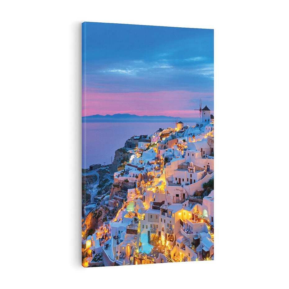 Obraz na płótnie 80x120 - Wyblakłe wspomnienia gwiazd - Santorini, wieczór