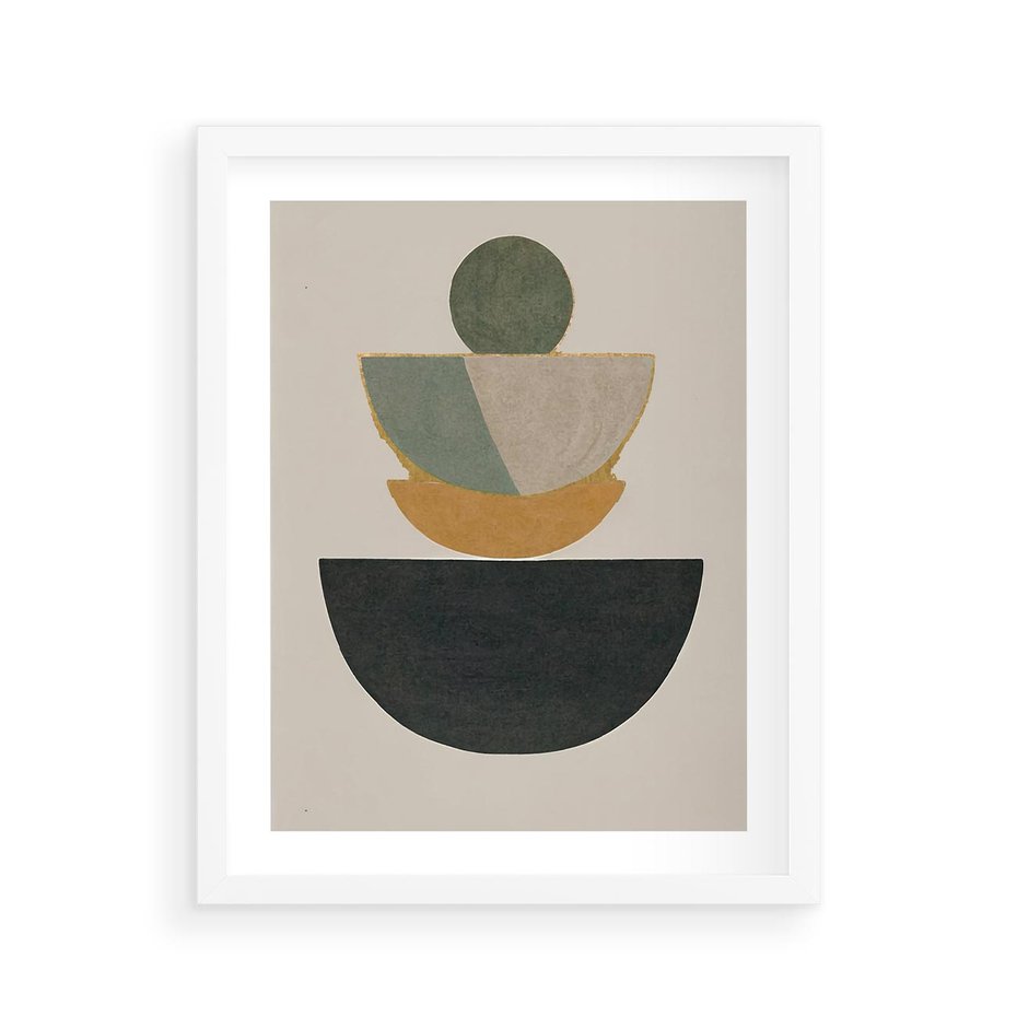 Plakat w ramie 40x50 - Podróżne Refleksyjne Odbicia - abstrakcyjny obraz, kolory ciepłe - rama biała