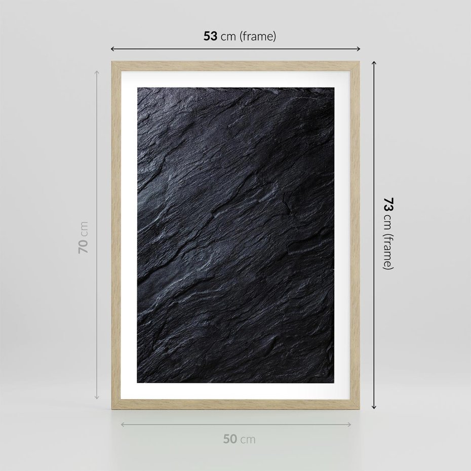 Plakat w ramie 50x70 - Kamienne tekstury w trójwymiarze - kamień, tekstura - rama drewno