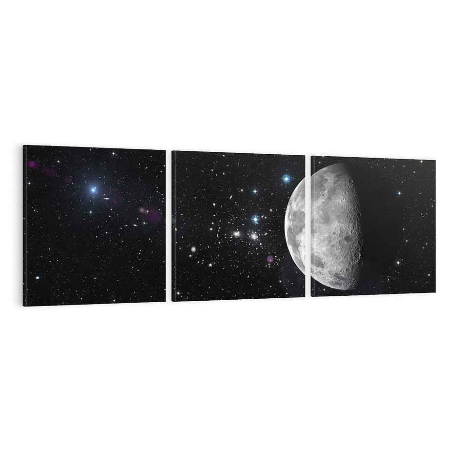 Obraz na płótnie 120x40 - spotkanie z gwiazdami - księżyc, gwiazdy