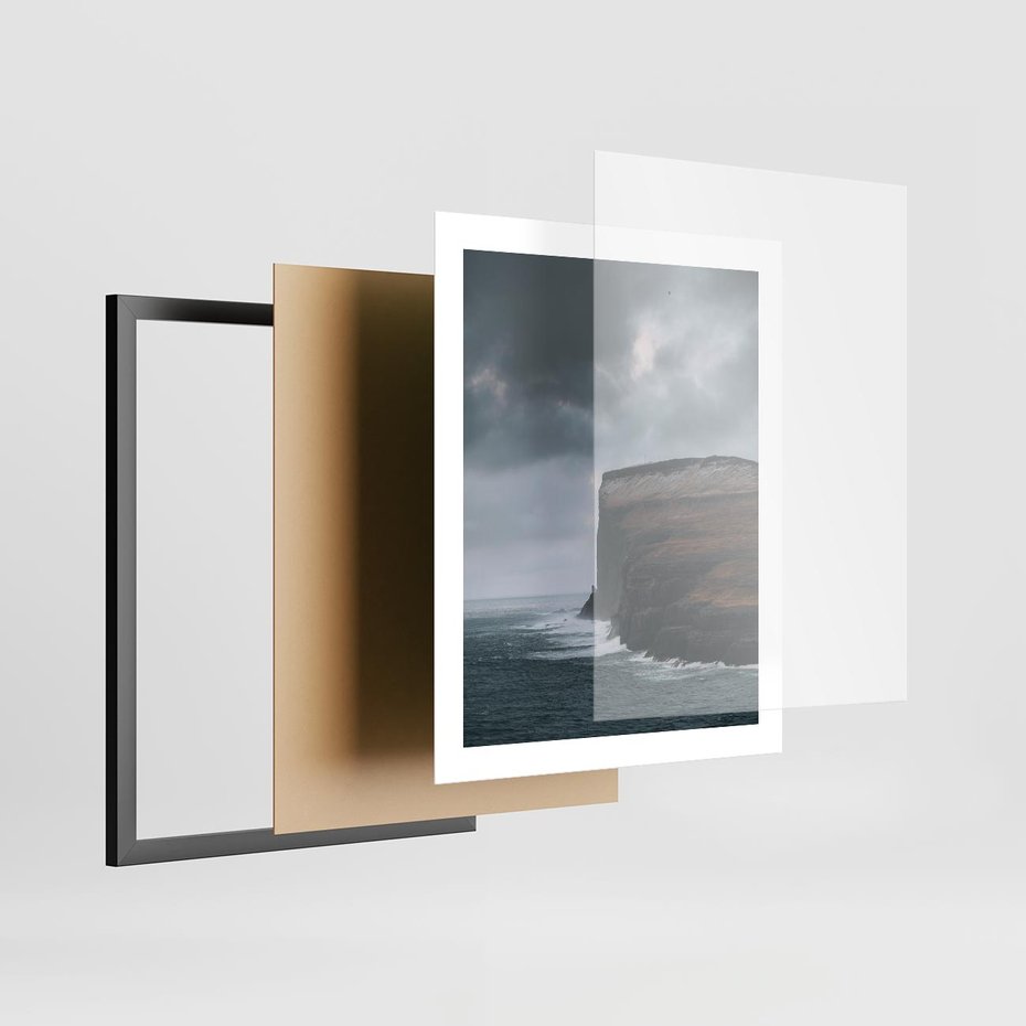 Plakat w ramie 40x50 - Przyroda w Majestacie - fiordy, klify - rama czarna