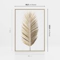 Obraz w ramie 80x120 - Złoty blask palmowego liścia - złota, palma - rama drewno