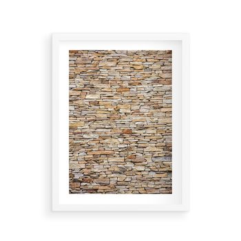 Plakat w ramie 40x50 - Mur z cegieł - surowa elegancja - mur, cegły - rama biała