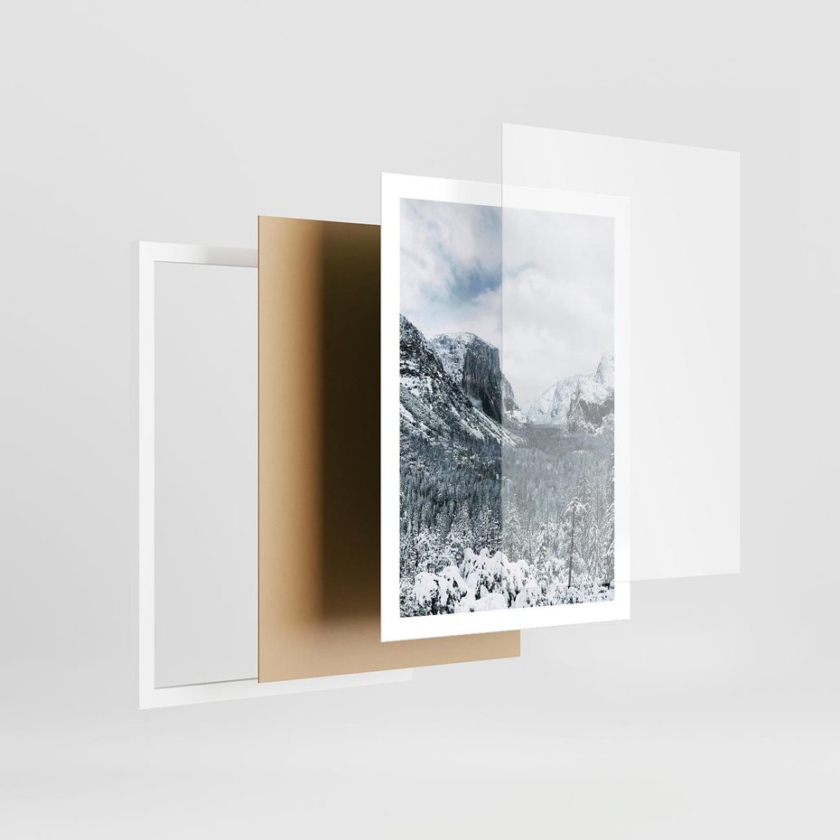 Plakat w ramie 50x70 - Góry Śnieżnej Krainy - góry, szczyty - rama biała