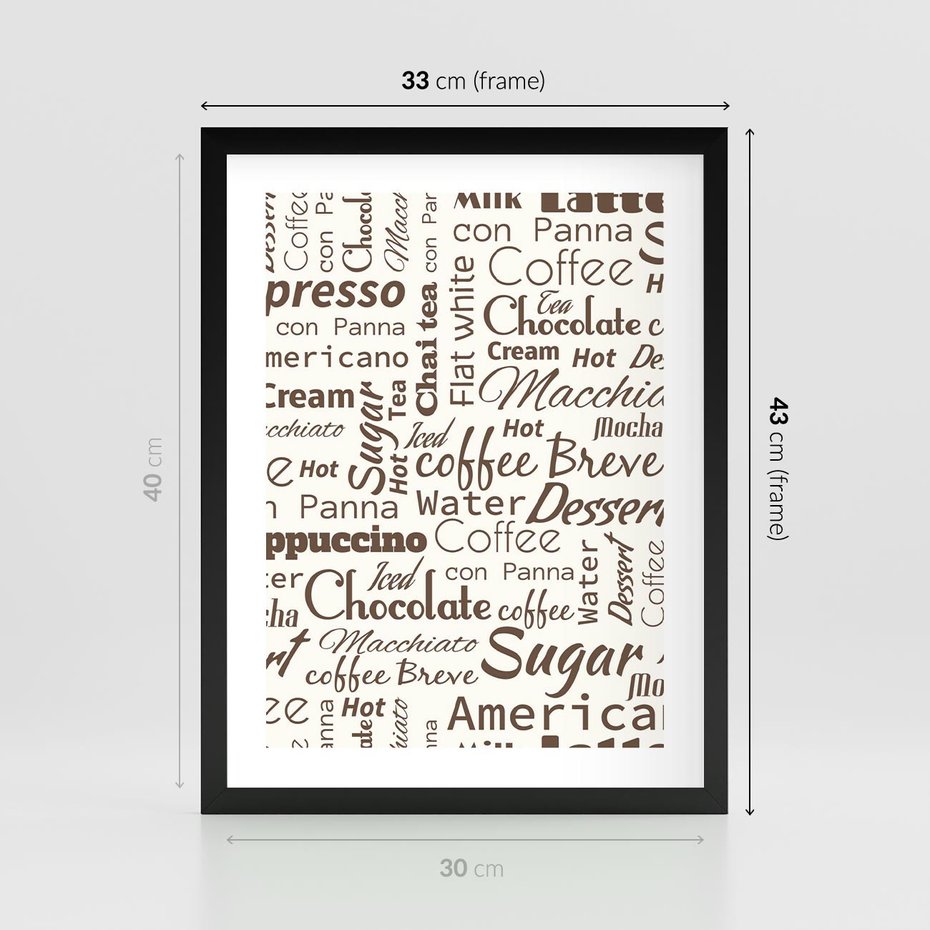 Plakat w ramie 30x40 - Kawa w Stylu Coffee - kawa, coffee - rama czarna