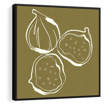 Obraz w ramie 50x50 - Podróżne Barwy - figi, minimalistyczny styl - rama czarna