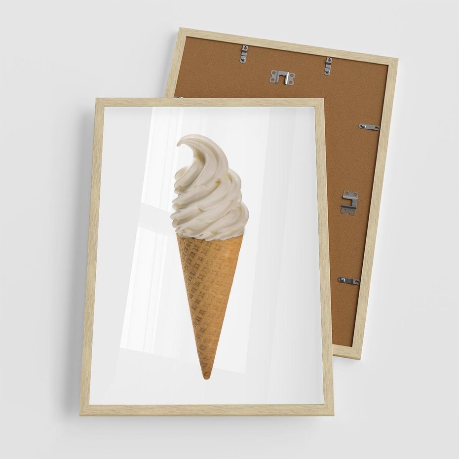 Plakat w ramie 50x70 - Rozkoszna Chłodząca Radość - lody, lód - rama drewno