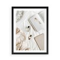 Plakat w ramie 50x70 - Perfumy, Książka i Moda - kobieca kompozycja, perfumy - rama czarna
