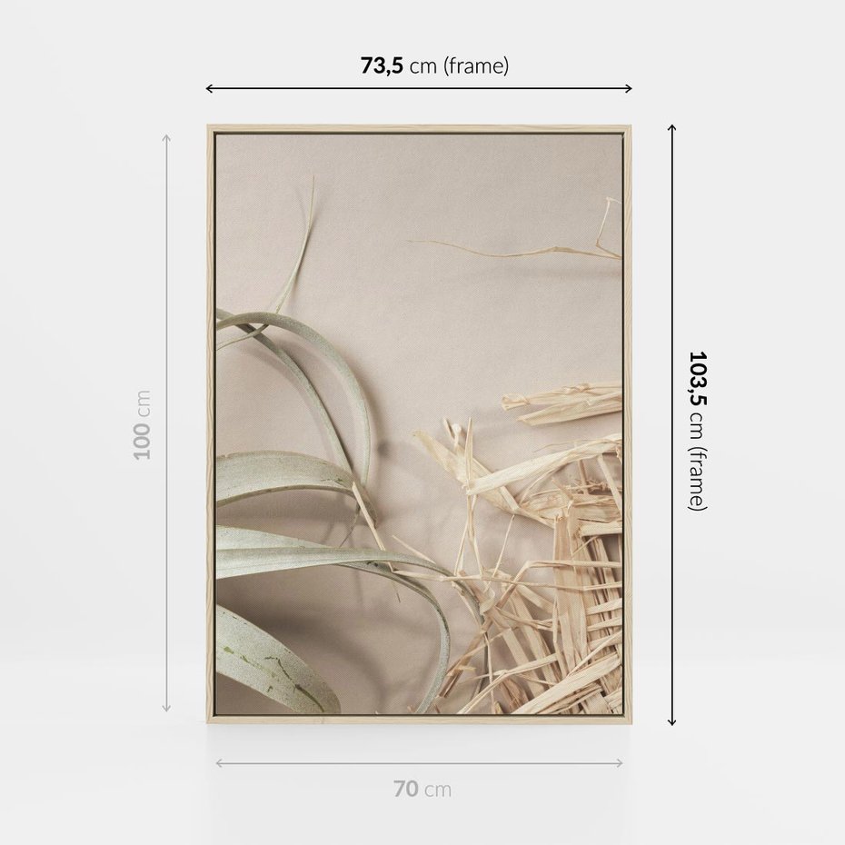 Obraz w ramie 70x100 - Boho urok suchych liści - suche, liście - rama drewno