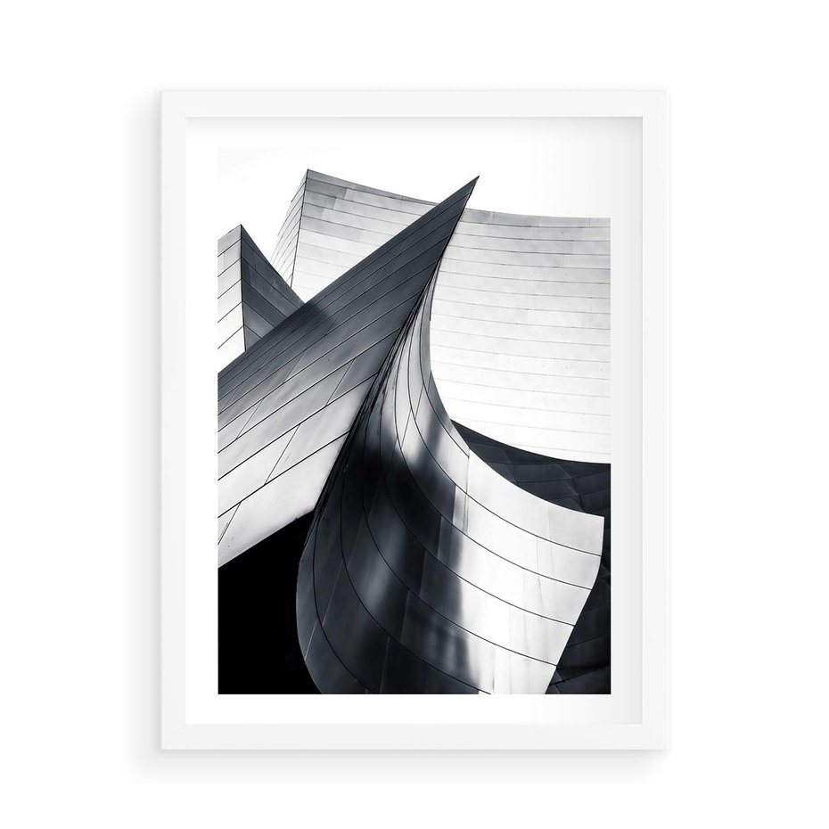 Plakat w ramie 50x70 - Miasto Współczesności - architektura, nowoczesne budynki - rama biała