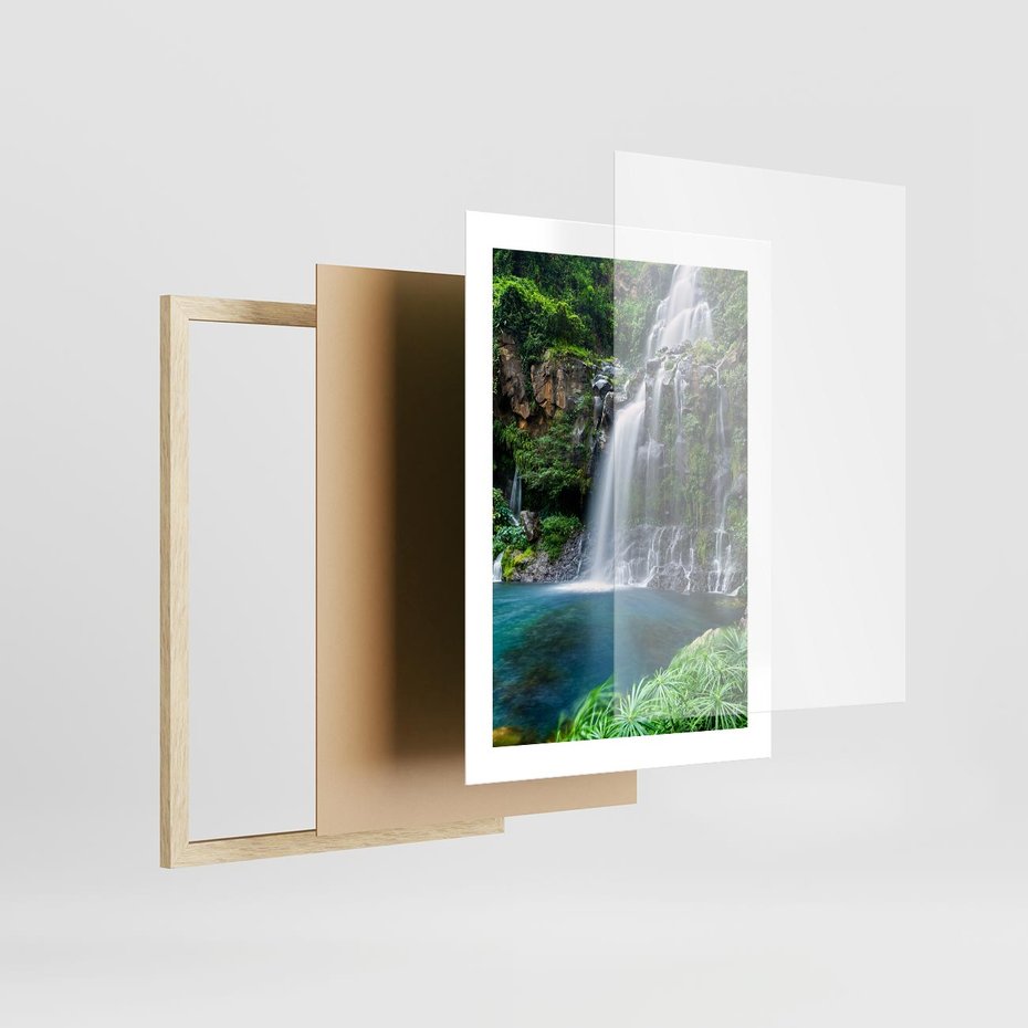 Plakat w ramie 30x40 - Tropikalny Wodospad - wodospad, tropikalny - rama drewno