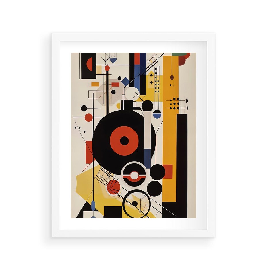 Plakat w ramie 40x50 - Wnętrza Refleksyjnego Światła - modernistyczny obraz, styl bauhaus - rama biała