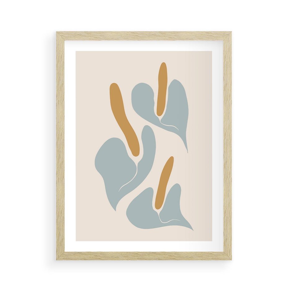 Plakat w ramie 50x70 - Kwiaty Pasteli - kwiaty, nowoczesne i minimalistyczne - rama drewno